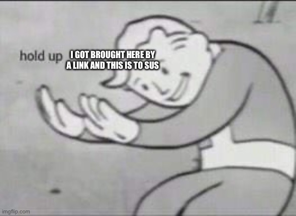 Fallout Hold Up | I GOT BROUGHT HERE BY A LINK AND THIS IS TO SUS | image tagged in fallout hold up | made w/ Imgflip meme maker