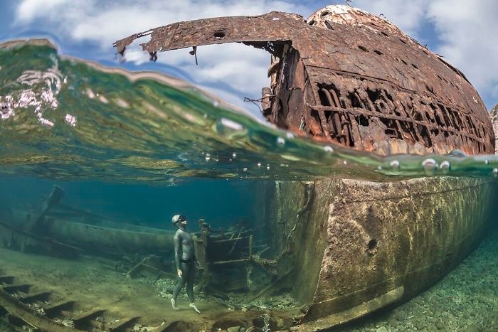 The Olympia shipwreck, Amorgos Island, Greece. Photo credit: Marc Henauer | image tagged in awesome,pics,photography | made w/ Imgflip meme maker