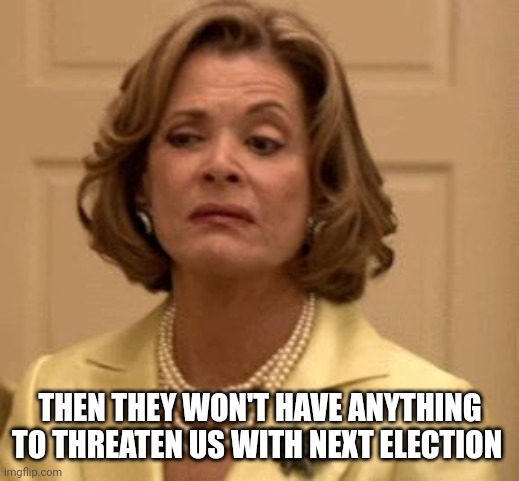 disdain | THEN THEY WON'T HAVE ANYTHING TO THREATEN US WITH NEXT ELECTION | image tagged in disdain | made w/ Imgflip meme maker