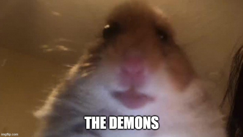 Staring Hamster | THE DEMONS | image tagged in staring hamster | made w/ Imgflip meme maker