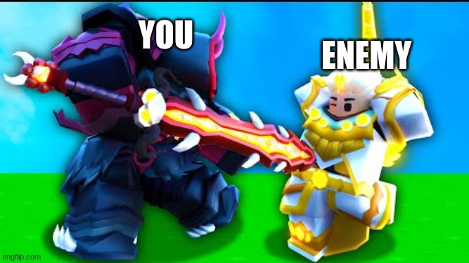 When your fighting your enemy | ENEMY; YOU | image tagged in robloxbedwars | made w/ Imgflip meme maker