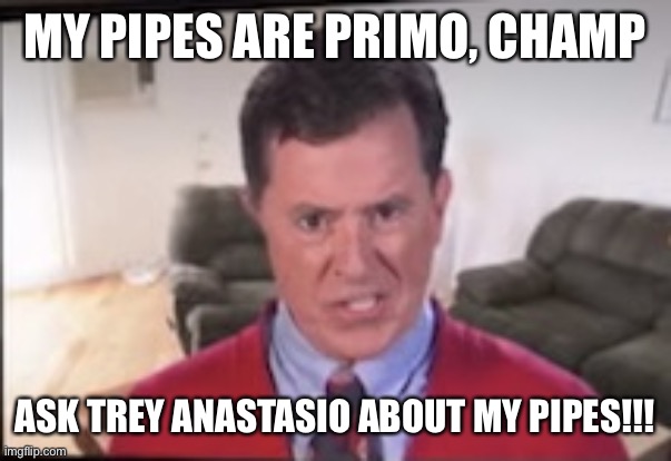 Broccoli Rob | MY PIPES ARE PRIMO, CHAMP; ASK TREY ANASTASIO ABOUT MY PIPES!!! | image tagged in broccoli rob | made w/ Imgflip meme maker