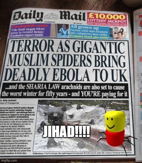 Oh No, the Horror | JIHAD!!!! | image tagged in headlines | made w/ Imgflip meme maker