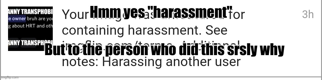 You know who you are | Hmm yes "harassment"; But to the person who did this srsly why | made w/ Imgflip meme maker