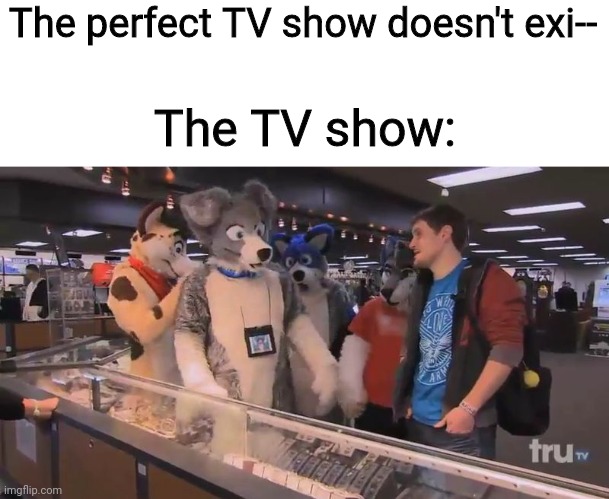 I was watching Hardcore Pawn earlier today and almost died after I saw this on TV | The perfect TV show doesn't exi--; The TV show: | image tagged in furries,tv show,hardcore pawn | made w/ Imgflip meme maker