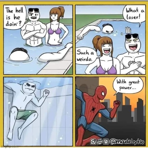 HE JUST WANNA BE SPIDERMAN | image tagged in spiderman,comics/cartoons,superheroes | made w/ Imgflip meme maker