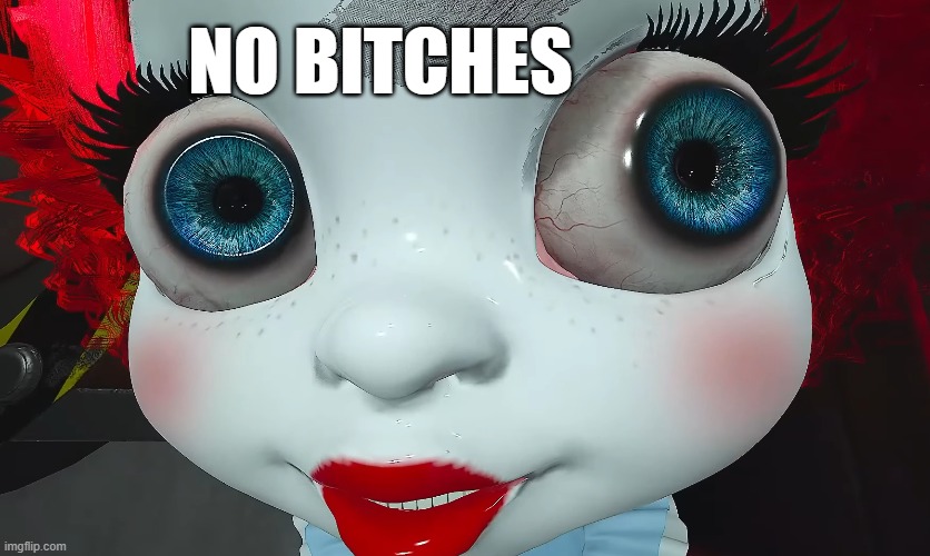 NO BITCHES? | NO BITCHES | image tagged in poppy playtime,video games,out of bounds game | made w/ Imgflip meme maker