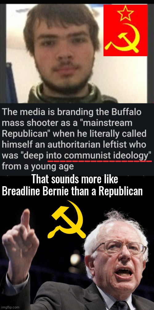 Buffalo Shooter was a pinko |  _________________; That sounds more like Breadline Bernie than a Republican | image tagged in black box,bernie sanders | made w/ Imgflip meme maker
