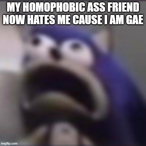 distress | MY HOMOPHOBIC ASS FRIEND NOW HATES ME CAUSE I AM GAE | image tagged in distress | made w/ Imgflip meme maker