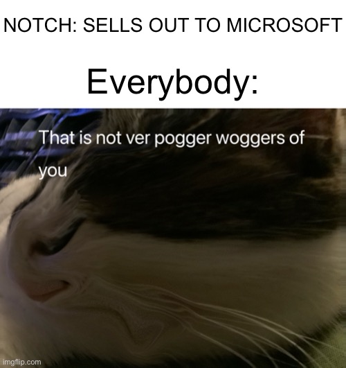 NOTCH: SELLS OUT TO MICROSOFT; Everybody: | image tagged in blank white template,that was not very pogger | made w/ Imgflip meme maker