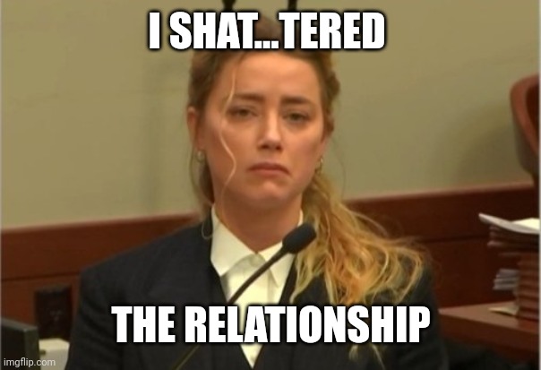 Amber Turd | I SHAT...TERED; THE RELATIONSHIP | image tagged in amber turd | made w/ Imgflip meme maker