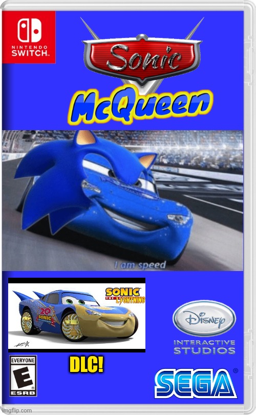 NEW SONIC RACING GAME! |  DLC! | image tagged in nintendo switch,sonic the hedgehog,cars,lightning mcqueen,racing,fake switch games | made w/ Imgflip meme maker