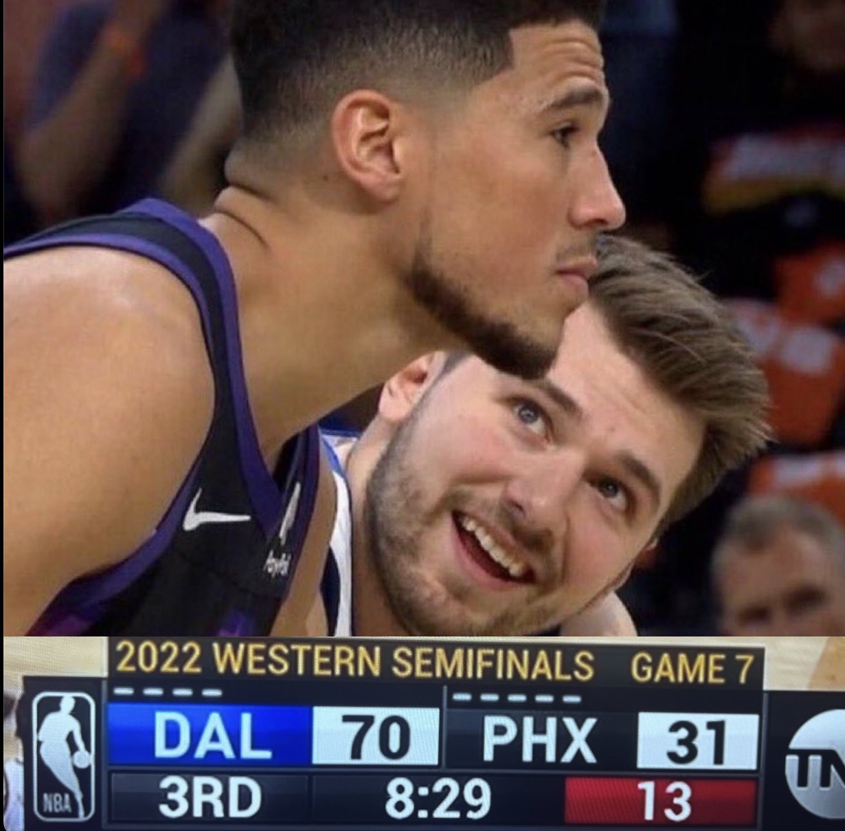 High Quality Luka smiles at booker Blank Meme Template