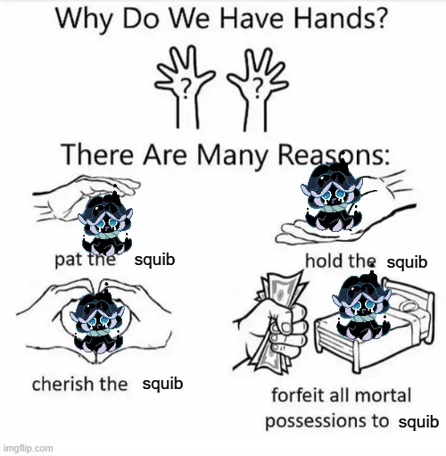 s q u i b | squib; squib; squib; squib | image tagged in why do we have hands all blank,cookie run,squid ink cookie | made w/ Imgflip meme maker