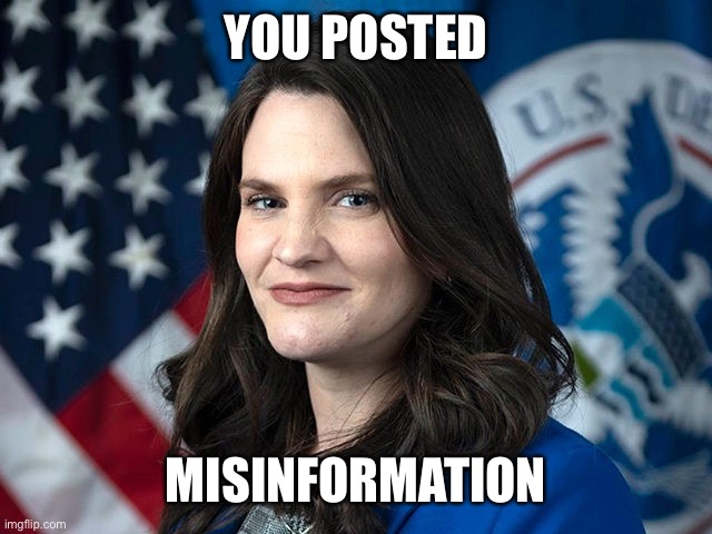 Nina Jankowicz | YOU POSTED MISINFORMATION | image tagged in nina jankowicz | made w/ Imgflip meme maker