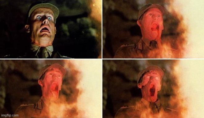 Indiana Jones face melt | image tagged in indiana jones face melt | made w/ Imgflip meme maker