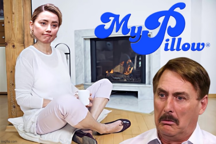 image tagged in my pillow,amber heard,shit,johnny depp,mike lindell,pillow | made w/ Imgflip meme maker
