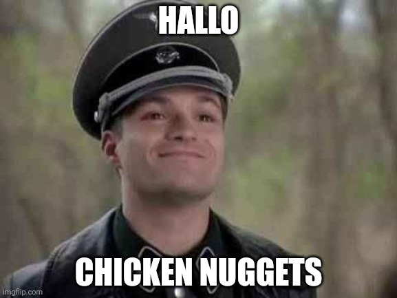 Willkommen | HALLO; CHICKEN NUGGETS | image tagged in grammar nazi | made w/ Imgflip meme maker
