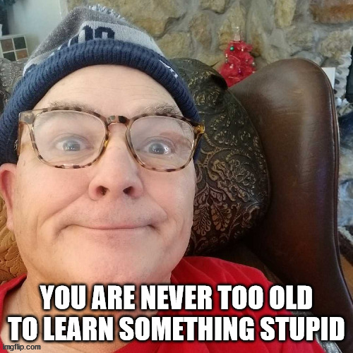 durl earl | YOU ARE NEVER TOO OLD TO LEARN SOMETHING STUPID | image tagged in durl earl | made w/ Imgflip meme maker