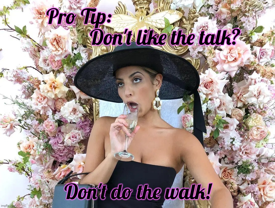 Jade Tunchy | Pro Tip:                                       Don't like the talk? Don't do the walk! | made w/ Imgflip meme maker