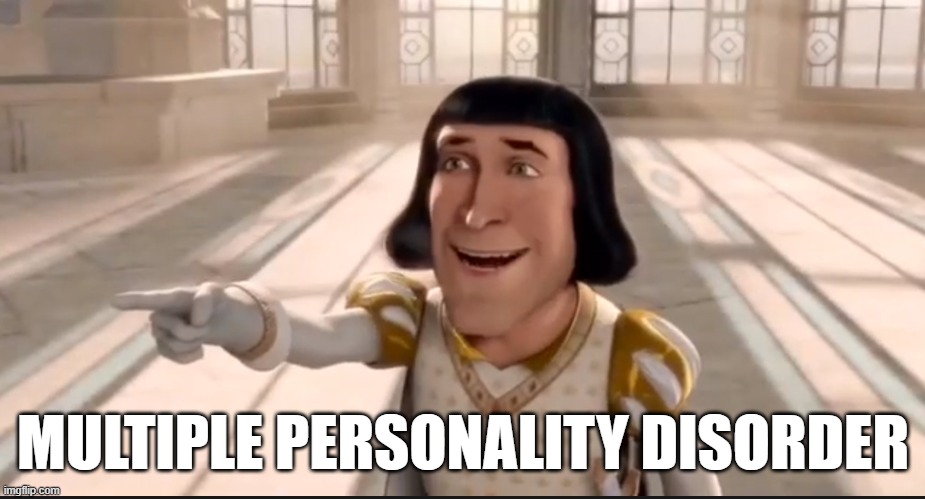 The Ogre Has Fallen In Love With The Princess | MULTIPLE PERSONALITY DISORDER | image tagged in the ogre has fallen in love with the princess | made w/ Imgflip meme maker