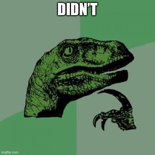 Philosoraptor | DIDN’T | image tagged in memes,philosoraptor | made w/ Imgflip meme maker