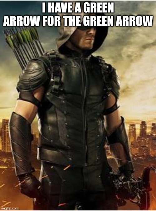 Green Arrow for the Green Arrow | I HAVE A GREEN ARROW FOR THE GREEN ARROW | image tagged in green arrow | made w/ Imgflip meme maker