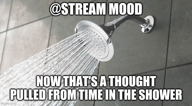 Shower Thoughts | @STREAM MOOD; NOW THAT'S A THOUGHT PULLED FROM TIME IN THE SHOWER | image tagged in shower thoughts | made w/ Imgflip meme maker