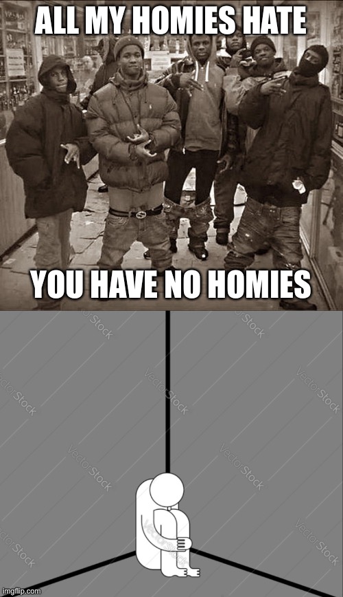 Depression |  ALL MY HOMIES HATE; YOU HAVE NO HOMIES | image tagged in all my homies hate,no friends | made w/ Imgflip meme maker
