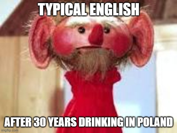 Scrawl | TYPICAL ENGLISH; AFTER 30 YEARS DRINKING IN POLAND | image tagged in scrawl | made w/ Imgflip meme maker