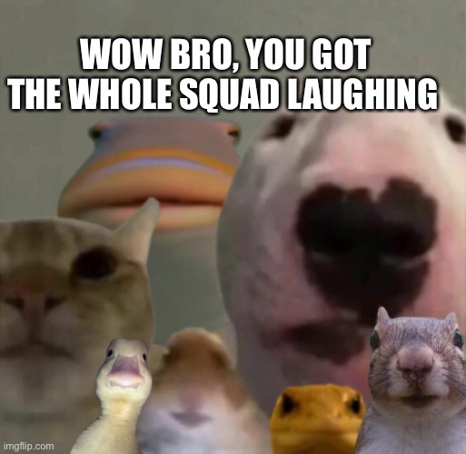 The council remastered | WOW BRO, YOU GOT THE WHOLE SQUAD LAUGHING | image tagged in the council remastered | made w/ Imgflip meme maker