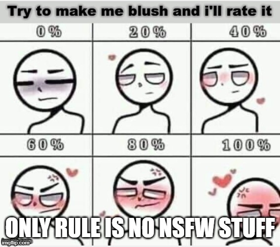 Blush | ONLY RULE IS NO NSFW STUFF | image tagged in blush | made w/ Imgflip meme maker