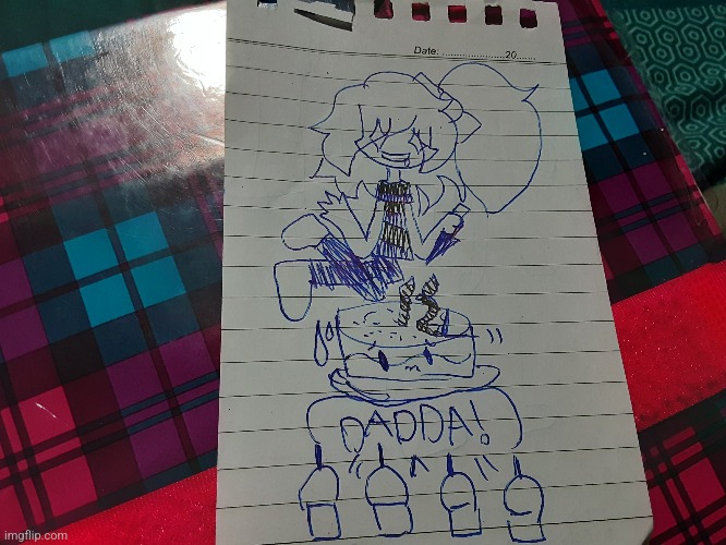 Omg this cringy drawing I made on my 12th bday- it was two years ago but w h y- | made w/ Imgflip meme maker