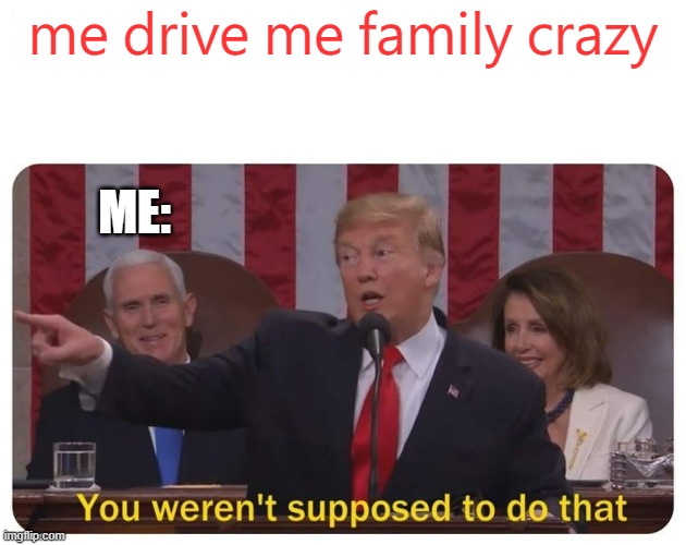 aaron be like | me drive me family crazy; ME: | image tagged in you werent supposed to do that | made w/ Imgflip meme maker