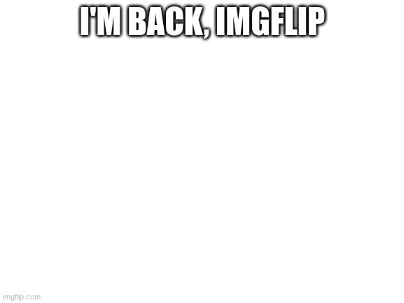 Blank White Template | I'M BACK, IMGFLIP | image tagged in blank white template | made w/ Imgflip meme maker
