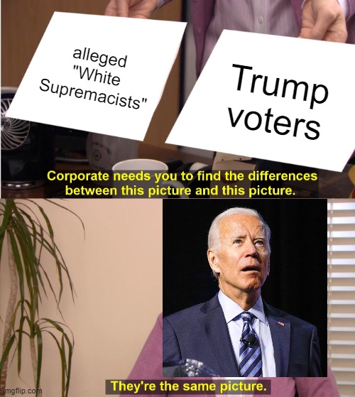 They're The Same Picture Meme | alleged "White Supremacists"; Trump voters | image tagged in memes,they're the same picture | made w/ Imgflip meme maker