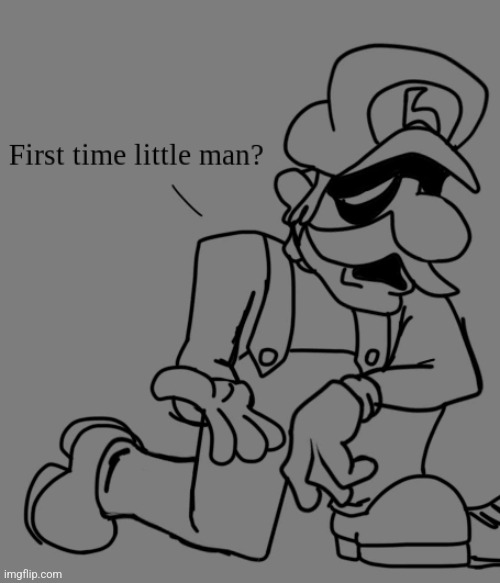 Luigi "First Time Little Man?" | image tagged in luigi first time little man | made w/ Imgflip meme maker