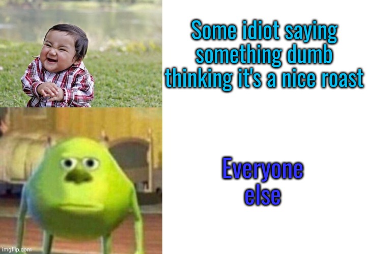 Not funny | Some idiot saying something dumb thinking it's a nice roast; Everyone else | image tagged in not funny | made w/ Imgflip meme maker