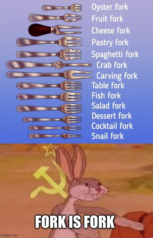 Humans are so complicated. | FORK IS FORK | image tagged in bugs bunny communist,fork,memes | made w/ Imgflip meme maker