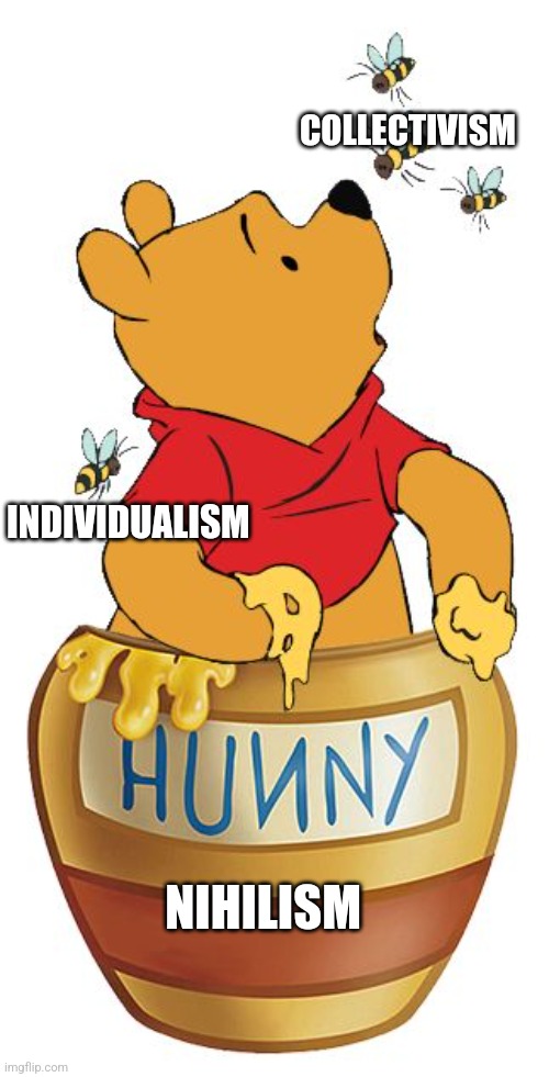 COLLECTIVISM; INDIVIDUALISM; NIHILISM | image tagged in psychology,sociology | made w/ Imgflip meme maker