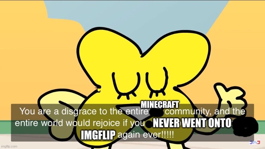 You are a disgrace to the entire art community | IMGFLIP NEVER WENT ONTO MINECRAFT | image tagged in you are a disgrace to the entire art community | made w/ Imgflip meme maker