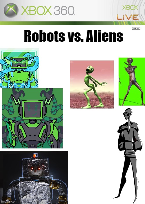 Robots vs. Aliens | Robots vs. Aliens | image tagged in xbox 360 cover | made w/ Imgflip meme maker