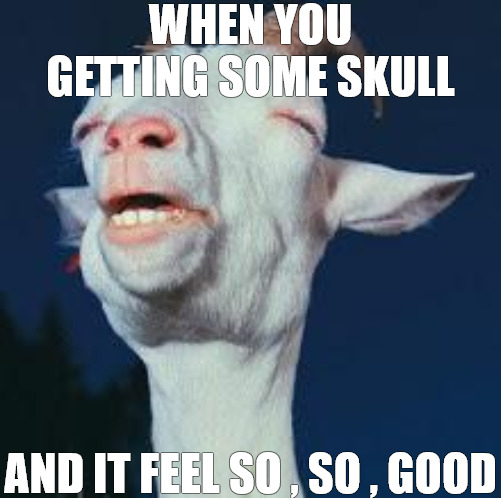 IM FEELING THIS | WHEN YOU GETTING SOME SKULL; AND IT FEEL SO , SO , GOOD | image tagged in feels good man | made w/ Imgflip meme maker