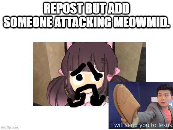 dew it for the ᶜʰᵉˢᵉ ɴᴜʀɢᴇʀ. | REPOST BUT ADD SOMEONE ATTACKING MEOWMID. | image tagged in meowbaah sux | made w/ Imgflip meme maker