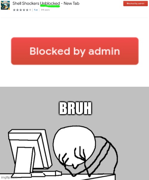 How da frick do they block everything? |  BRUH | image tagged in memes,computer guy facepalm,schools,blocked,bruh | made w/ Imgflip meme maker