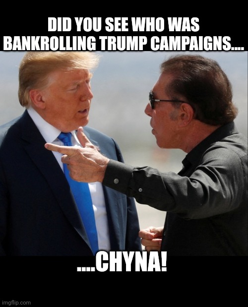 Keep your head in the sand.... | DID YOU SEE WHO WAS BANKROLLING TRUMP CAMPAIGNS.... ....CHYNA! | made w/ Imgflip meme maker