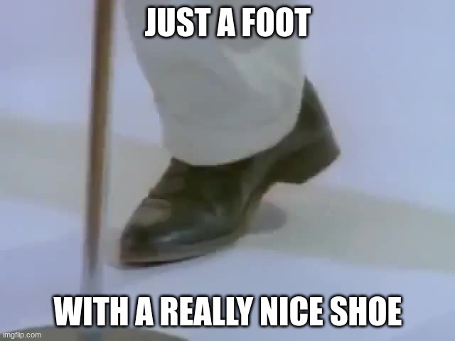 Rick Astley's foot | JUST A FOOT; WITH A REALLY NICE SHOE | image tagged in rick astley's foot | made w/ Imgflip meme maker