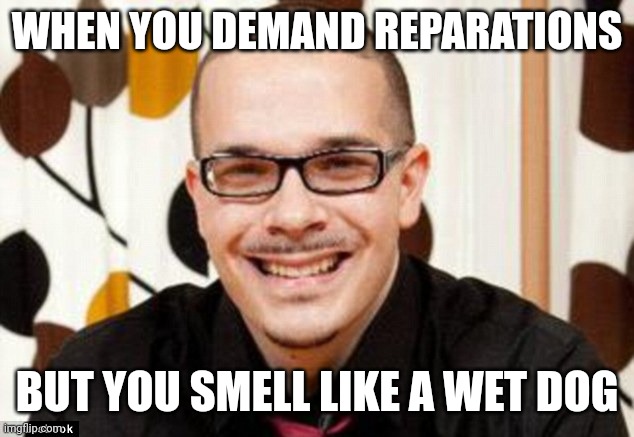 Shaun King | WHEN YOU DEMAND REPARATIONS; BUT YOU SMELL LIKE A WET DOG | image tagged in shaun king | made w/ Imgflip meme maker