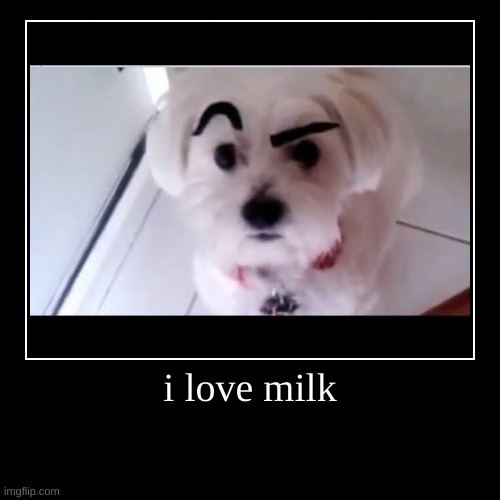 milk | i love milk | | image tagged in funny,demotivationals | made w/ Imgflip demotivational maker