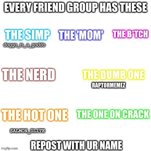 repost this | RAPTORMEMEZ | image tagged in repost,friend group,funny | made w/ Imgflip meme maker